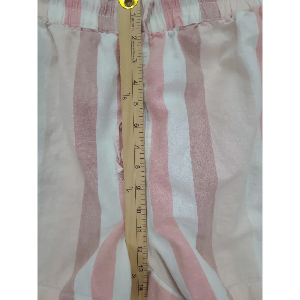 Beach Lunch Lounge Toney Shorts Size XL Linen Blend Stripe Drawstring Elastic‎